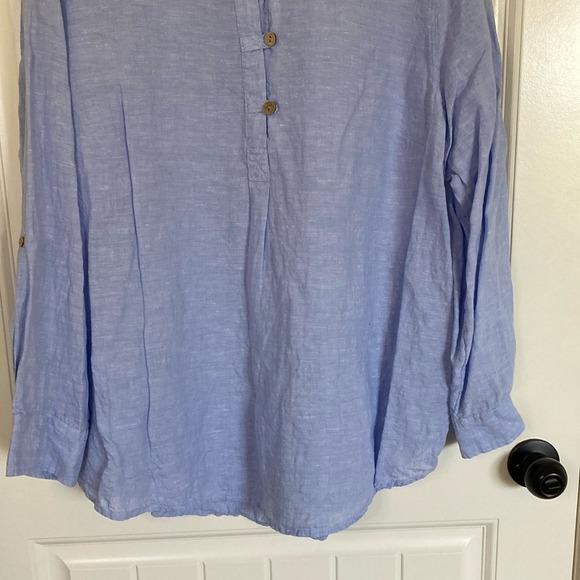 Sigrid Olsen Womens Light Blue Popover Tunic Blouse Shirt Size‎ 2X Linen Classic - Picture 4 of 12